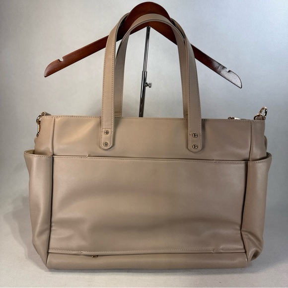 White Elm Aquila Tote Bag Taupe Laptop Bag Travel W/ Padded Crossbody Strap - Picture 3 of 16